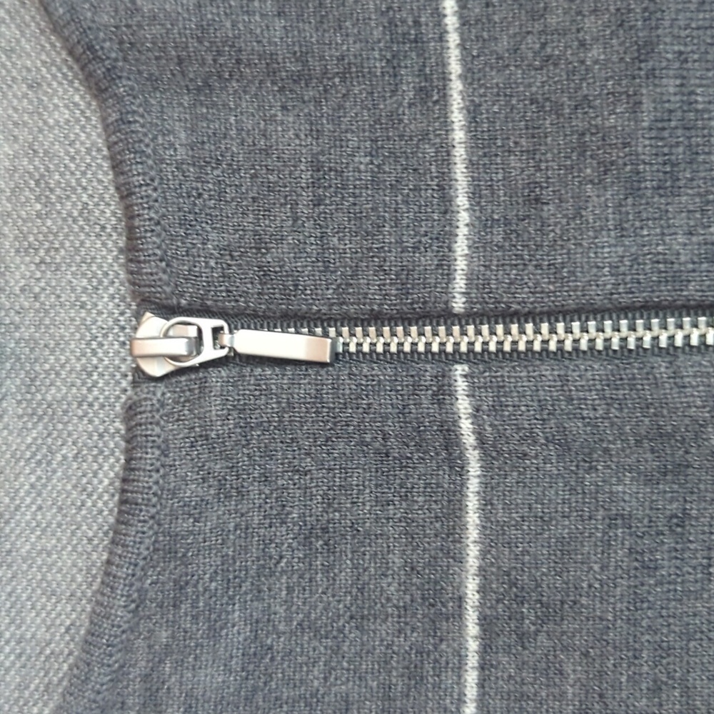Eileen Fisher Merino Wool Windowpane Zip Cardigan Sweater - Picture 5 of 9